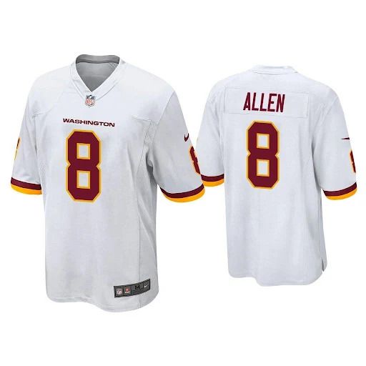 Men Washington Redskins 8 Kyle Allen Nike White Game NFL Jersey